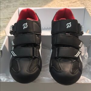Peloton Black and Red Cycling Shoes with Velcro Straps